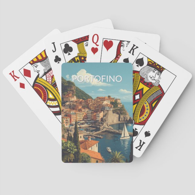 Vintage Style Portofino Genova Italy Playing Cards (Back)