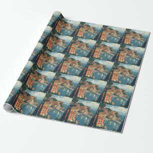Vintage Style Portofino Genova Italy Wrapping Paper
