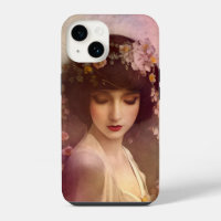 Vintage Style Portrait of Beautiful Floral Woman