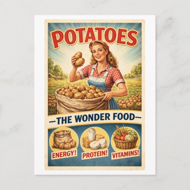 Vintage-Style Potato Advertisement Postcard (Front)