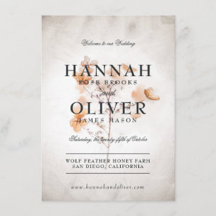 Vintage-Style Pressed Flowers Wedding Menu