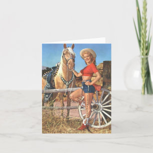 Vintage-Style "Pretty Cowgirl" Note Card