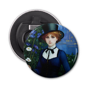 Vintage Style Pretty Dark Academy Girl Portrait Bottle Opener