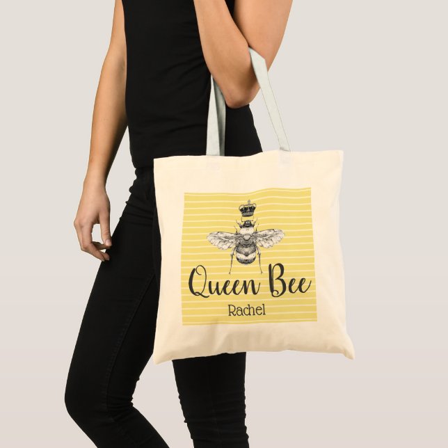 Vintage Style Queen Bee | Personalised Tote Bag (Front (Product))