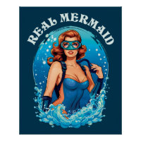 Vintage Style Real Mermaid - Female Scuba Diver