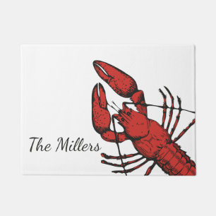 Vintage style red lobster design doormat