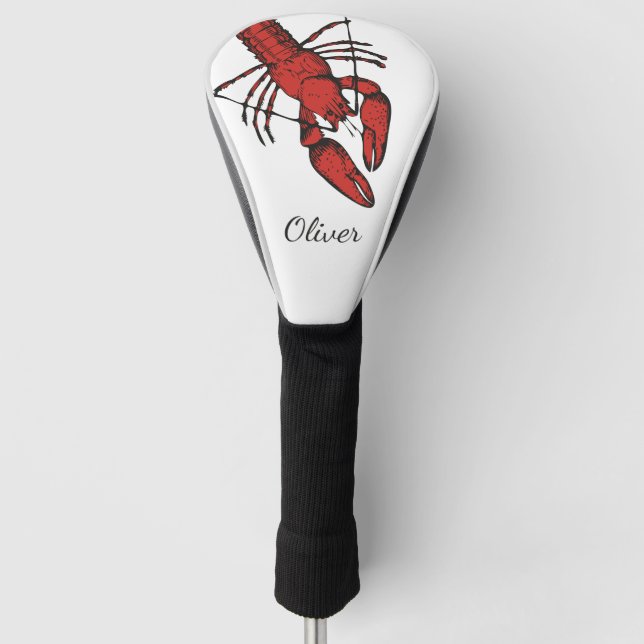 Vintage style red lobster design golf head cover (Front)