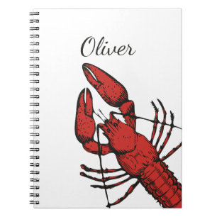 Vintage style red lobster design notebook