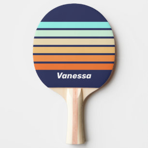 Vintage Style Retro Across Striping with Name Ping Pong Paddle