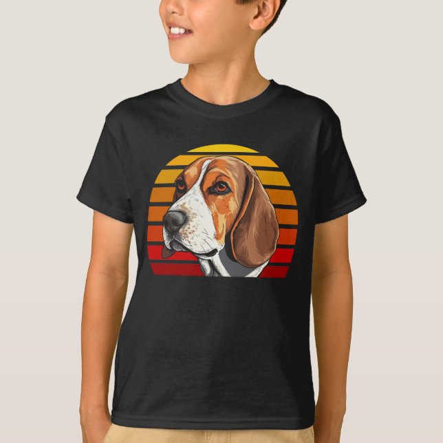 Vintage Style Retro Sunset Beagle  T-Shirt (Front)