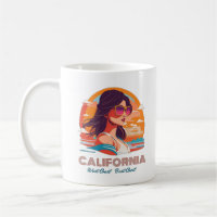 Vintage Style Retrowave 80s California Sunset Girl