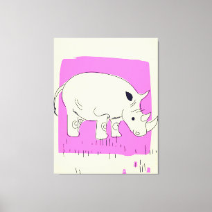 Vintage style Rhino cartoon Canvas Print