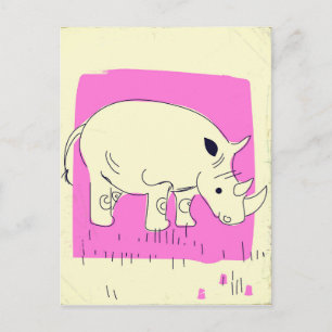 Vintage style Rhino cartoon Postcard