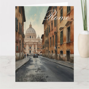 Vintage Style Rome Italian Travel Watercolor Card