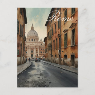 Vintage Style Rome Italian Travel Watercolor Invitation Postcard
