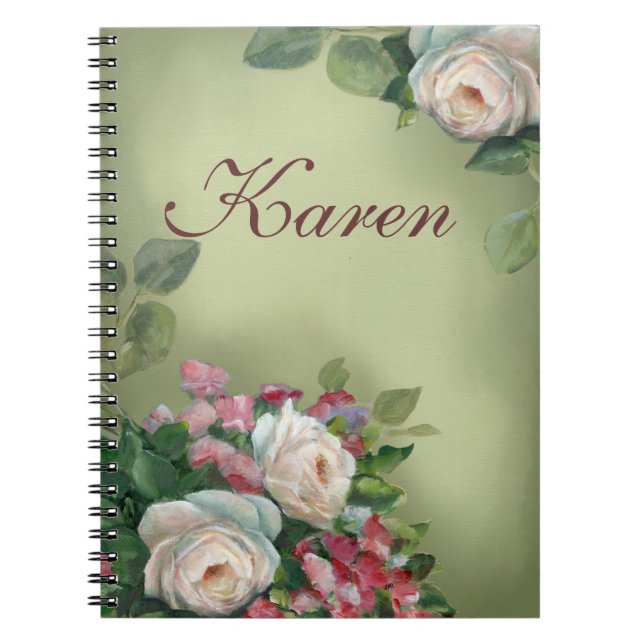 Vintage style Roses Spiral Notebook (Front)
