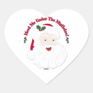 Vintage Style Santa Meet Me Under The Mistletoe! Heart Sticker