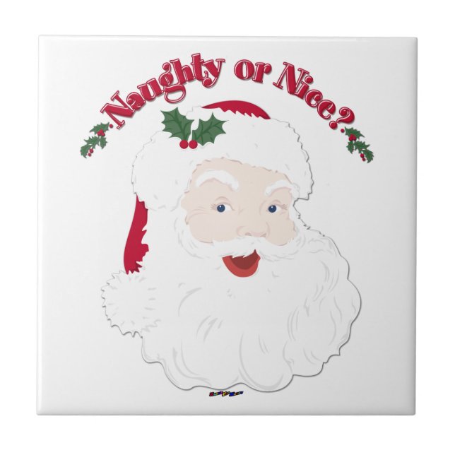 Vintage Style Santa Naughty or Nice? Tile (Front)