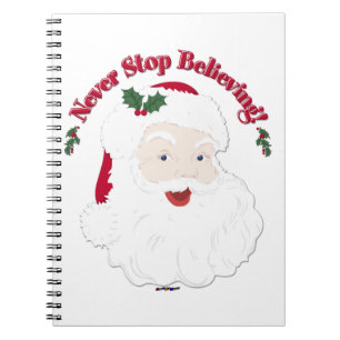 Vintage Style Santa Never Stop Believing Spiral Notebook