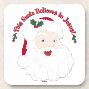 Vintage Style Santa This Santa Believes In Jesus Coaster