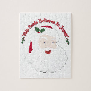Vintage Style Santa This Santa Believes In Jesus Jigsaw Puzzle