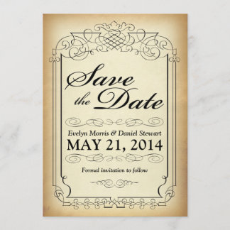 Vintage Style Scroll Save the Date Card