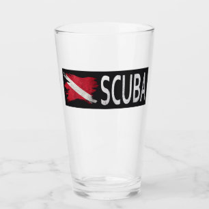 Vintage style scuba flag. Diver down flag Glass
