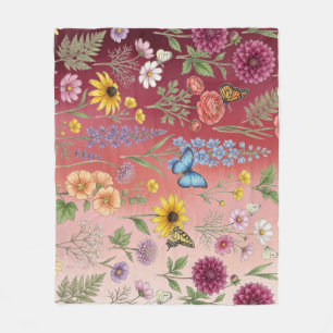 Vintage-Style Seamless Botanical Pattern with Wild Fleece Blanket
