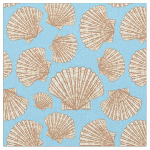 Vintage Style Seashell Pattern Add Your Initial Fabric