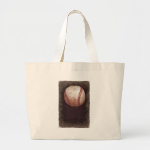 Vintage Style Sepia Baseball Artwork Large Tote Bag