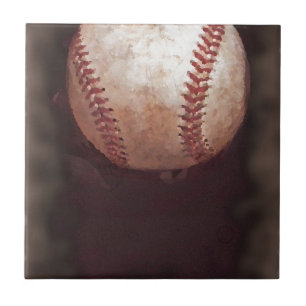 Vintage Style Sepia Baseball Artwork Tile