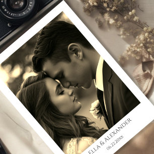 Vintage Style Sepia Photo Overlay Save The Date