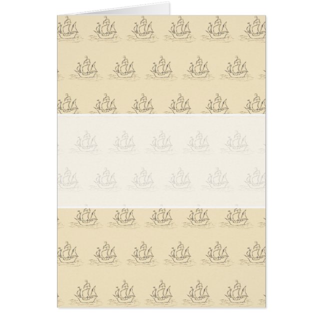 Vintage Style Ship Pattern, Beige Colour. (Front)