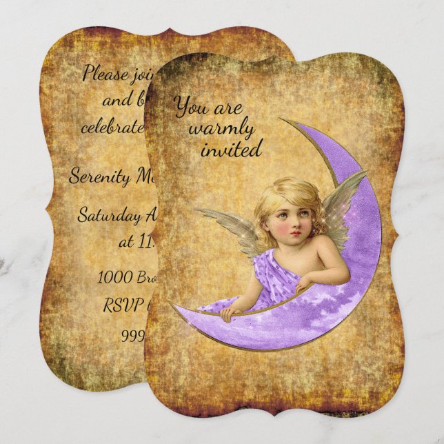 Vintage Style Spiritual Lavender Angel Invitation (Front/Back)