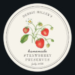 Vintage style Strawberry on off-white Jam jar Classic Round Sticker<br><div class="desc">Elegant Personalised hand painted watercolor vintage style strawberry jam label. Use for your homemade jam's or anything you choose. Makes great gift. Fill your information on label and enjoy.</div>