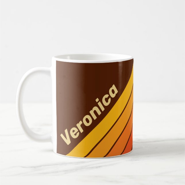 Vintage Style Stripes with Name Coffee Mug (Left)