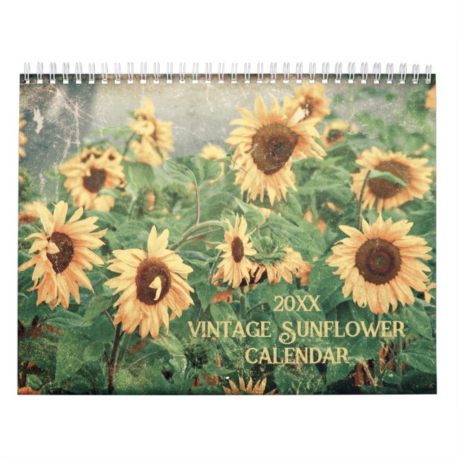 Vintage Style Sunflower 2024 Rustic Country Calendar (Cover)