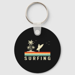 Vintage Style Surf Surfboard Surfing Girl Beach Su Key Ring