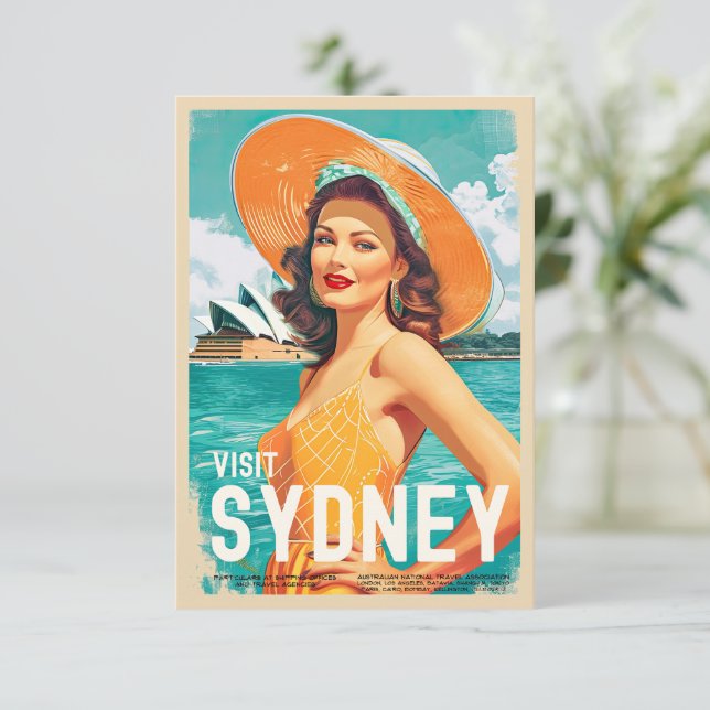 Vintage Style Sydney Travel Card (Standing Front)