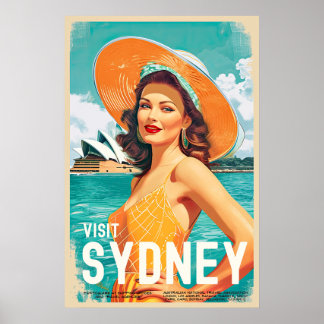 Vintage Style Sydney Travel Poster