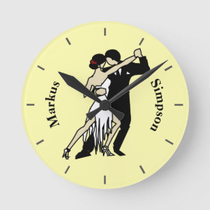 Vintage-style Tango Dancers Round Clock