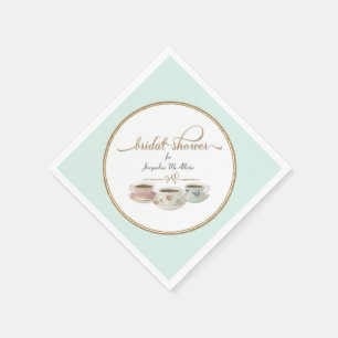 Vintage Style Tea Cups Bridal Shower Party Decor Napkin