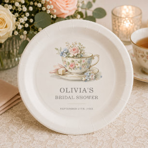Vintage Style Tea Party Bridal Shower  Paper Plate