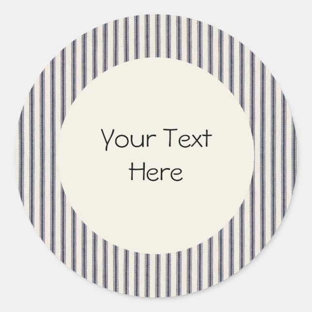 Vintage Style Ticking Striped Sticker (Front)