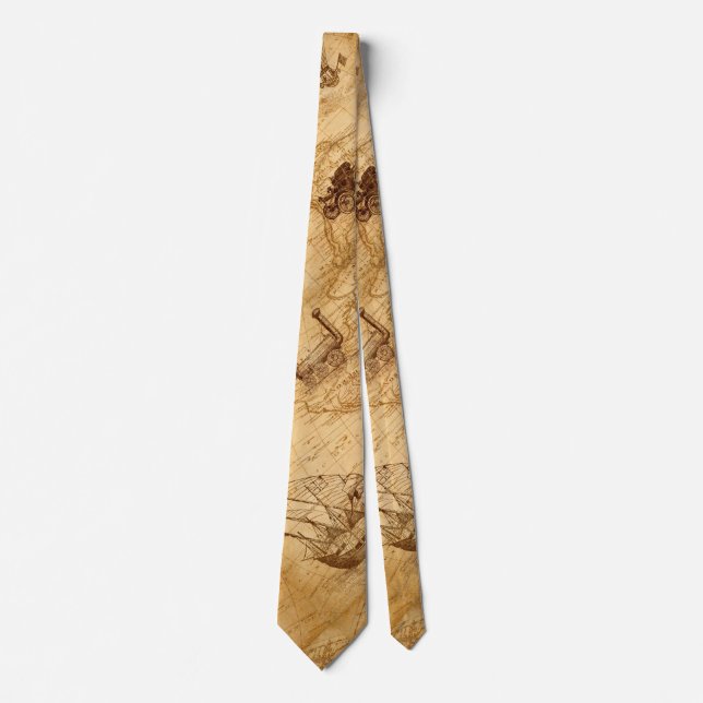 Vintage Style Transportation Map Tie (Front)