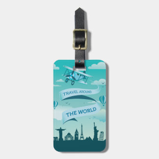 Vintage Style Travel Around the World Luggage Tag