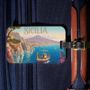 Vintage Style Travel Poster for Sicilia Italy Luggage Tag