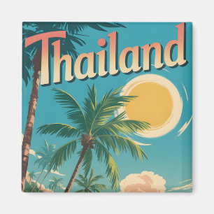 Vintage Style Travel Poster of a Tropical Thailand Magnet