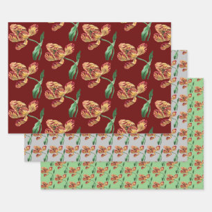 Vintage Style Tulip Flower Wrap Craft Paper