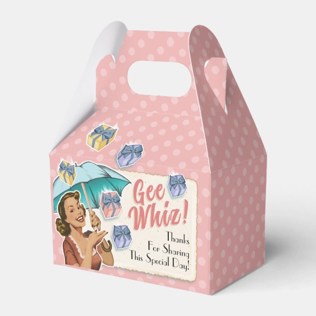 Vintage Style Umbrella Bridal Shower Favour Box (Front Side)